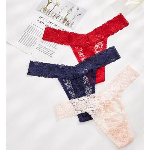 3Pcs/set Sexy Lace Panties Womans Thongs Underwear For Woman G-String Ladies Plus Size Lace Sexy Female Underwear Woman