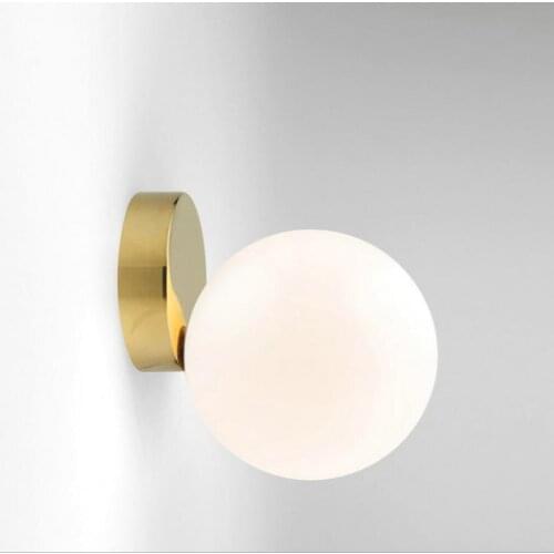 Modern Glass Wall Lamp Led Wall Sconce For Living Room Bedroom Wall Light Milk White Global Glass Lampshade Glass Ball Lighting