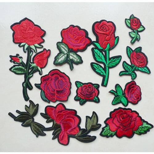 1Pcs 3D Rose Flower Embroidery Iron On Sewing Patches For DIY Clothing Stripes Garment Dresses Coat Sticker Applique Decorations