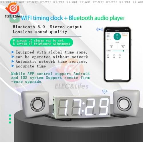 XY-WBT 0.8 inch Bluetooth 5.0 MP3 Decoding Board Stereo Bluetooth Audio Module WiFi Timing Clock Timing With APP Control