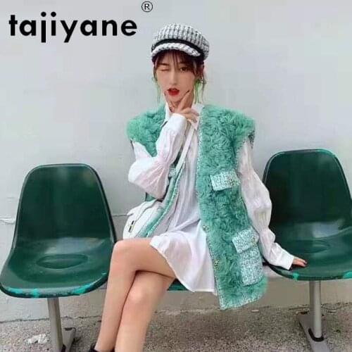 Womens 2021 jackets fashion real wool fur coat woman vest for female korean style slim sleeveless jacket casaco TN295