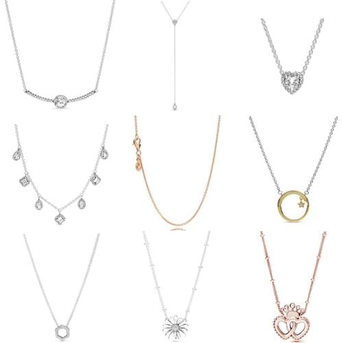 NEW 2021 100% 925 Sterling Silver Love Gems Stars Necklace Women Fit DIY Original Bracelet Fshion Jewelry Gift