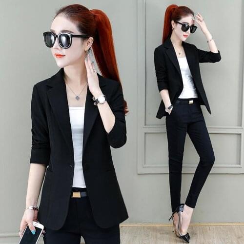 2021 Free Shipping Spring Summer Korean Women Blazers Jackets Short Suit Office Lady Coats Elegant Formal Work Blazer Black