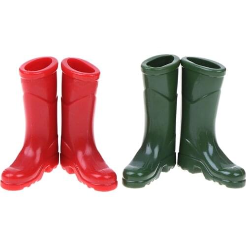 1Pairs 1/12 Scale Dollhouse Miniature Rubber Rain Boots Home Garden Yard Decoration Dolls Accessories Green Red