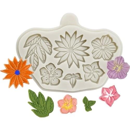 1PC Silicone Fondant Mold Rose Flower Morning Glory Daisy Maple Leaf Shape Birthday Cake Decorating Tool Chocolate Fondant Mold