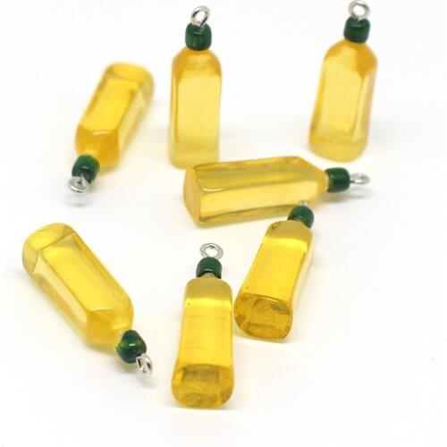 10Pcs Mini Olive Oil Bottle Resin Charms Dangle DIY 3D Edible Oil Bottle Pendant For Keychain Earring Jewelry Make Accessories