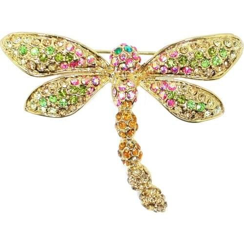 12pcs/lot Wholesale Fashion Brooch Rhinestone Dragonfly Pin brooches Jewelry gift C102353