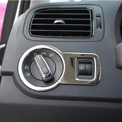 Car Styling Headlight Switch Decorative Frame decoration Covers Stickers Trim For Volkswagen vw POLO 2014-2018 Accessories