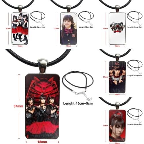 Babymetal Japanese Girl Metal Band Design Fashion Vintage Glass Women Rectangle Necklace Pendants For Girls Handmade Gift