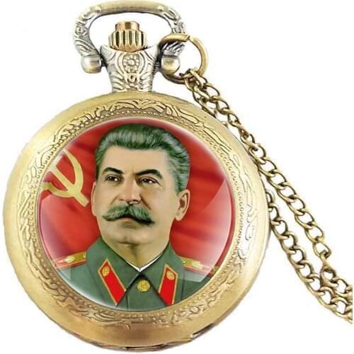 Antique Clock Home Watch Soviet Hero Stalin Quartz Pocket Watches Vintage Men Women Bronze Pendant Necklace Gifts Gift Women Men