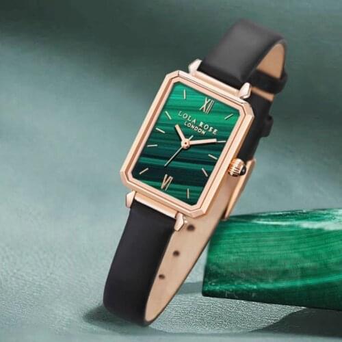 Watch For Women Fashion New Small Square Watch Small Green Leather Strap Quartz Life Waterproof Watch Relogio Feminino