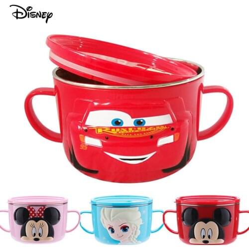 Disney Childrens Tableware Stainless Steel Lunch Box Mickey/Minnie/Car/Elsa Fun Styled Eating Bowl With Cover
