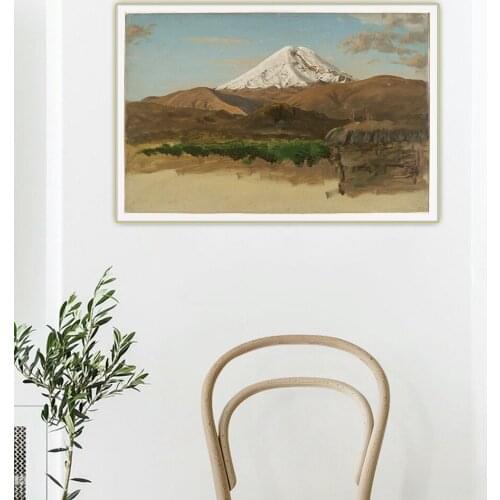 Canvas Oil Painting Frederic Edwin Church"Study Of Mount Chimborazo, Ecuador"Home Room Interior Decoration Wall Art Aesthetic