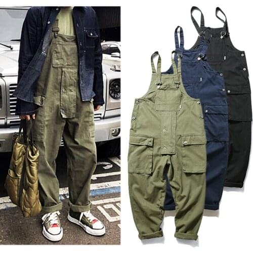 Jumpsuit Vintage Mens Bib Overalls Cotton Work Pants Trousers Casual Cargo New H7