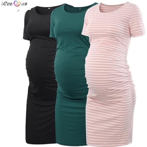 Pack of 3pcs Womens Side Ruched Maternity Dresses Casual Sheath Short Sleeve Wrap Pregnant Dress Pregnancy Clothes Plus Size