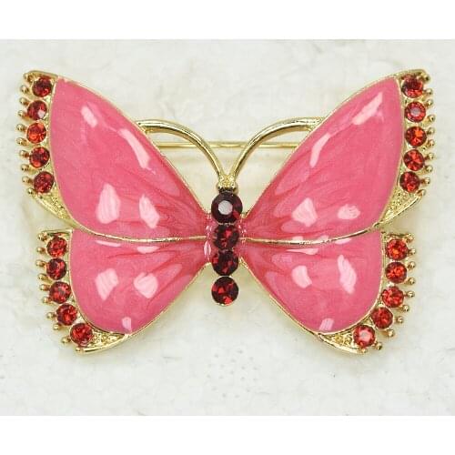 Rhinestone Red Enamel Butterfly brooch Pin C866 C2