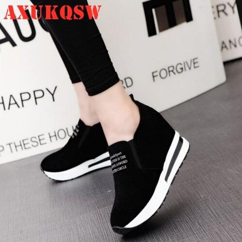Flock lncreasing Shoes High Heels Lady Casual black Women Sneakers Leisure Platform Shoes Slip-On Breathable 2020 Walking shoes