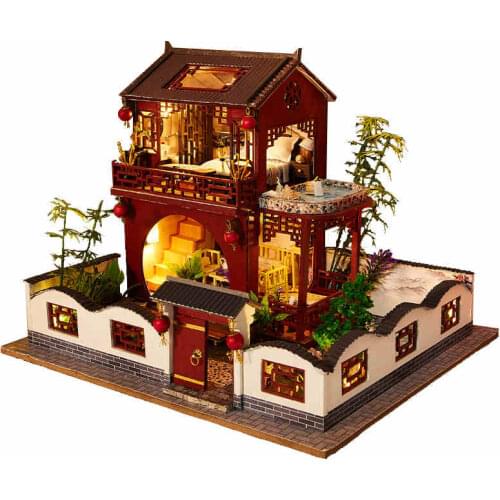 Doll House Furniture Diy Dollhouse Miniature Puzzle Assemble 3d Wooden Miniatures Dollhouse Educational Toys For Children Gift
