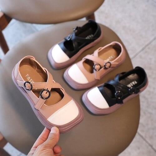 Girls' Square Shoes 2021 New Korean Little Girls' Retro Mid Big Kids' Four Seasons Shoes Kids Moccasins