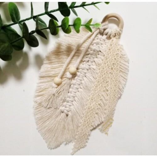 Macrame Home Decoration Accessories Feathered Charm Car Wall Hanging Bohemian Hand-woven Tapestry Boho Decor