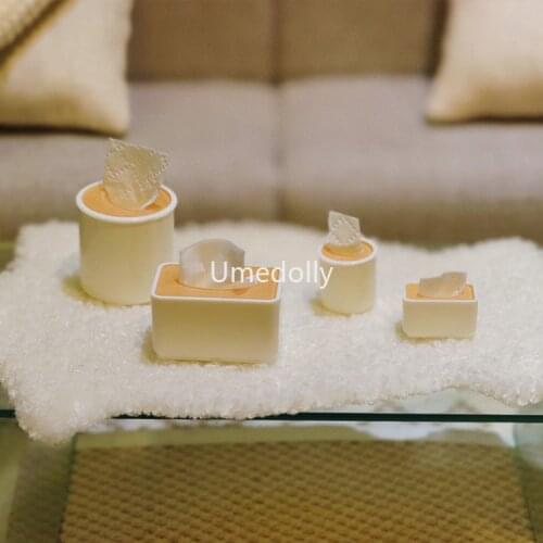 2pcs 1/6 or 1/12 Scale Miniature Dollhouse Tissue Box Pretend Play Barbies Blyth Doll House Furniture Decoration Accessories