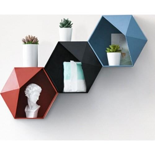 Living Room Wall-mounted Geometric Storage Rack Free Perforation Wall Decoration Rack Bathroom Cosmetic Rack Household Rack