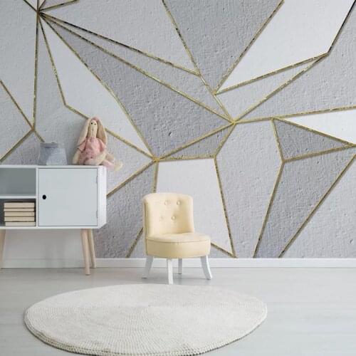 Custom Murals Wallpaper Modern Personality Abstract 3D Geometry Golden Line Wall Painting Living Room Bedroom Papel De Parede 3D