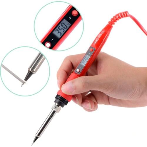 QHTITEC Electric Soldering irons kit 909 Adjustable Temperature LCD Display 5pcs Replacement Tips Soldering Gun Welding Tools