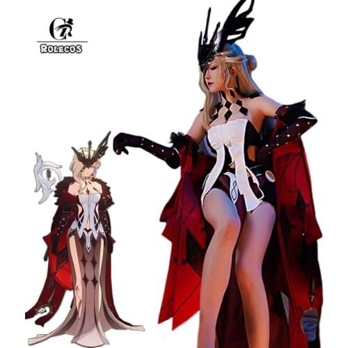 ROLECOS Genshin Impact La Signora Cosplay Costume La Signora Cosplay Costume Sexy Women Costume Halloween Dress Cloak Full Set