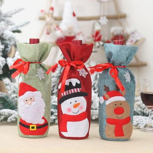 Christmas Gift Wine Bottle Cover Noel Christmas Decoration for Home Merry Christmas Ornament Navidad Natal Noel 2021 Table Decor