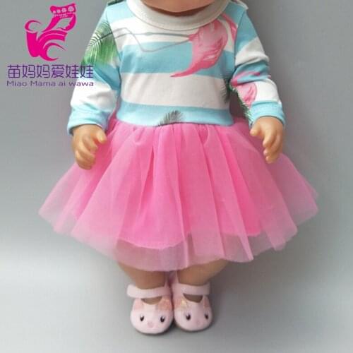 Christmas flamingo doll dress for 43cm baby doll clothes 18 inch girl doll shirt dress baby girl new year gift