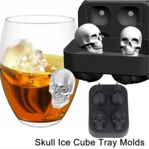 JOYLIVE Skull Shape 3D Ice Maker Gift Ice Cream Family Tools Cube Molder Makers Bar Party Silicone Trays Chocolate Mold