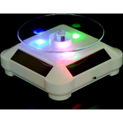 LED Light Solar Jewelry Display Stand 360 Rotating Showcase Necklace Bracelet Watch Ring Show Turntable LL@17