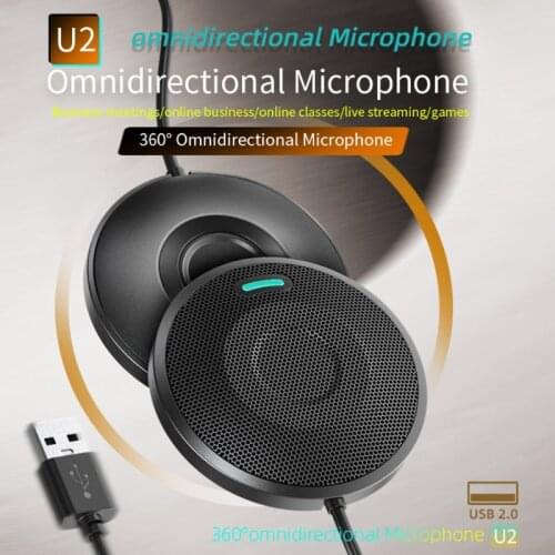 K1KF AUX 3.5MM Type-C USB Conference Microphone Omnidirectional PC Computer Condenser Mic for Meeting/Class Plug & Play