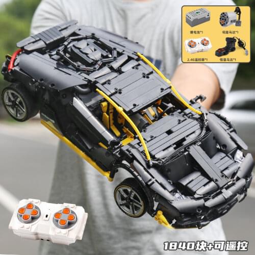 IN STOCK QC020 1840Pcs Remote controlled supercar Black Racing motor car Building Blocks Brick Education Toys Christmas gifts