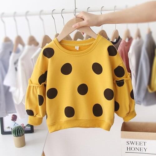 Spring Autumnr Children Kids Baby Girls Print Dot Sweatshirts Long Sleeves Cotton long-sleeved sweater Baby Girl Coat Clothes