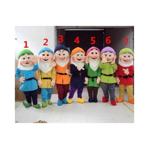 High Quality of The Seven Dwarfs Mascot Costume Christmas Cartoon Character Costumes Free Shipping