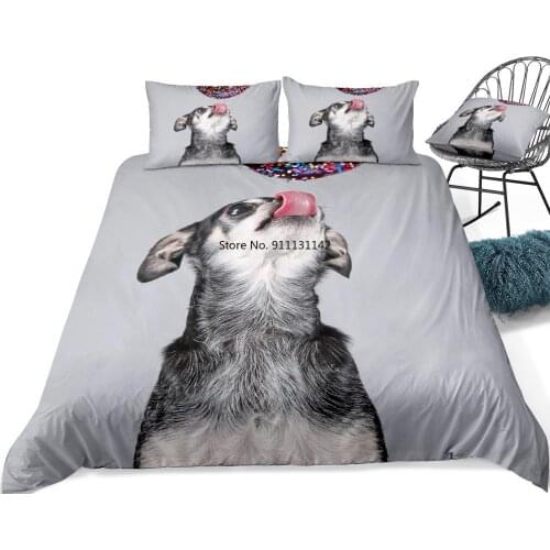 Funny Chihuahua Dog Bedding Cute pet Duvet Cover Set Chocolate Doughnut Quilt Cover with Pillowcases Colorful Dessert Bed
