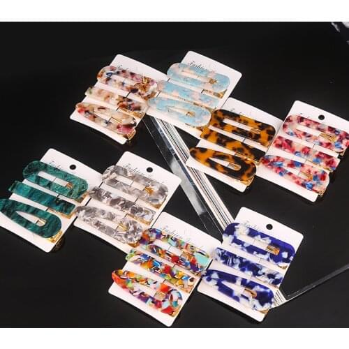 3 Pcs/set Acetate Hair Clips Pin for Women Fashion Geometric Hair Pin Barrettes Headwear Girls Hairpins Hair Accessorie