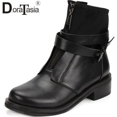 DORATASIA 2019 Brand New Design Large Size 35-42 Chunky Heels Ankle Boots Woman Shoes Buckle Decoration Shoes Woman Boots Female