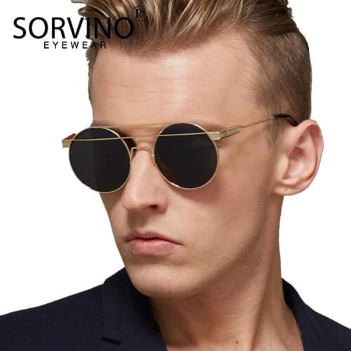 SORVINO Vintage Brand MultiColor Round Sunglasses Women Designer Retro Cool Bling Mirror Slim Circle 80s Sun Glasses Shades SP51