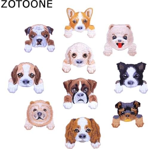ZOTOONE 10pcs /Lot Random Dog Fashion Embroidered Patch Heat Transfers Iron on Patches for Stickers Clothing Flip Cloth DIY H