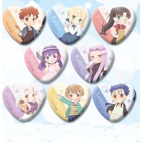 1pc Emiya-san Chi no Kyou no Gohan Heart Shape Brooch Badges Spilla