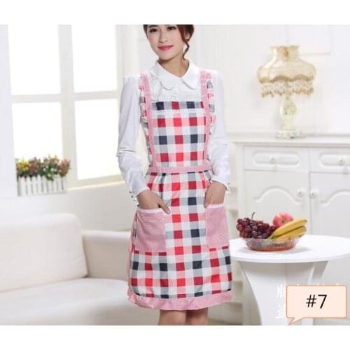 12 Styles Floral Printed Apron Dot Plaid With Pockets Women Home Kitchen Cooking Apron 100pcs SN1490
