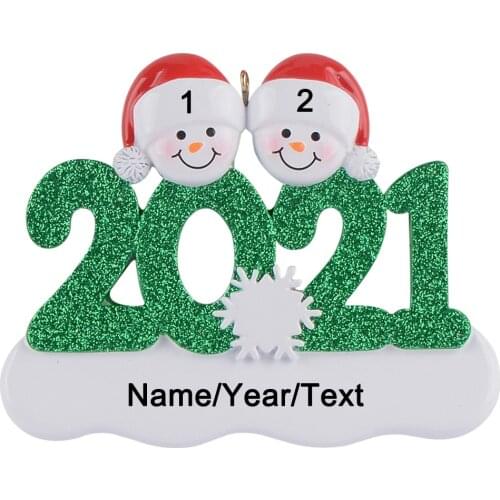 2021 Resin Personalized Snowman Family of 2 Christmas Tree Ornament Custom Gift for Mom, Dad, Kid, Grandma, Grandpa,Friends