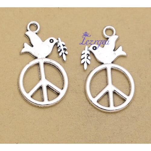 25pcs/lot--28x16mm, Antique silver plated Peace Dove charms,DIY supplies,Jewelry accessories