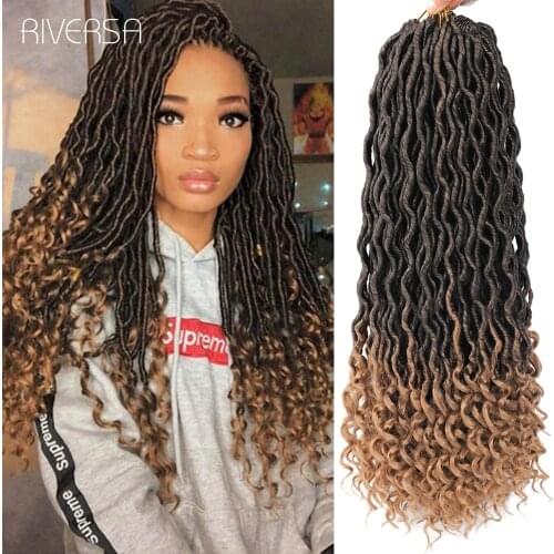 18inch Long Ombre Locs 3pcs Synthetic Fake Dreadlocks Hair Braids Extensions Curly Faux Locs Crochet Braiding Hair Riversa Hair