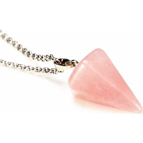 30pcs Reiki Pendulum Natural Stone Amulet Healing Quartz Crystal Pendant Meditation Hexagonal Pendulums for Men Women Jewelry