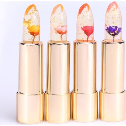 4pcs Jelly KAILIJUMEI Lipstick Lip Balm maquiagens batom Makeup Temperature Change Moisturizer Flower Lipgross,100% Original