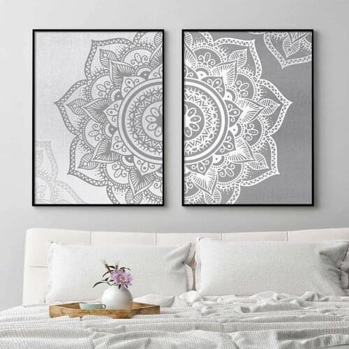 Modern Mandala Floral Abstract Posters Canvas Painting Wall Art Print Pictures for Living Room Bedroom Interior Home Decoration